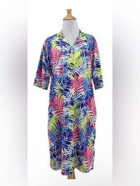 Tail Tech Dress Womens XL Extra Large Athletic Polo Palm Print Pockets 1/4 Zip